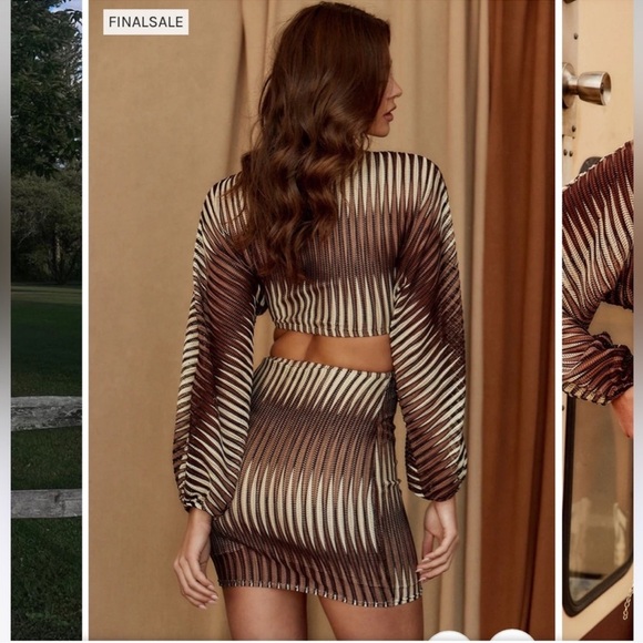 12th Tribe Free Bird Brown Long Sleeve Mini Dress NWT - Picture 2 of 4